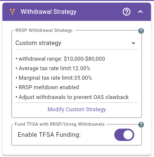 Withdrawal Strategy - Custom Summary